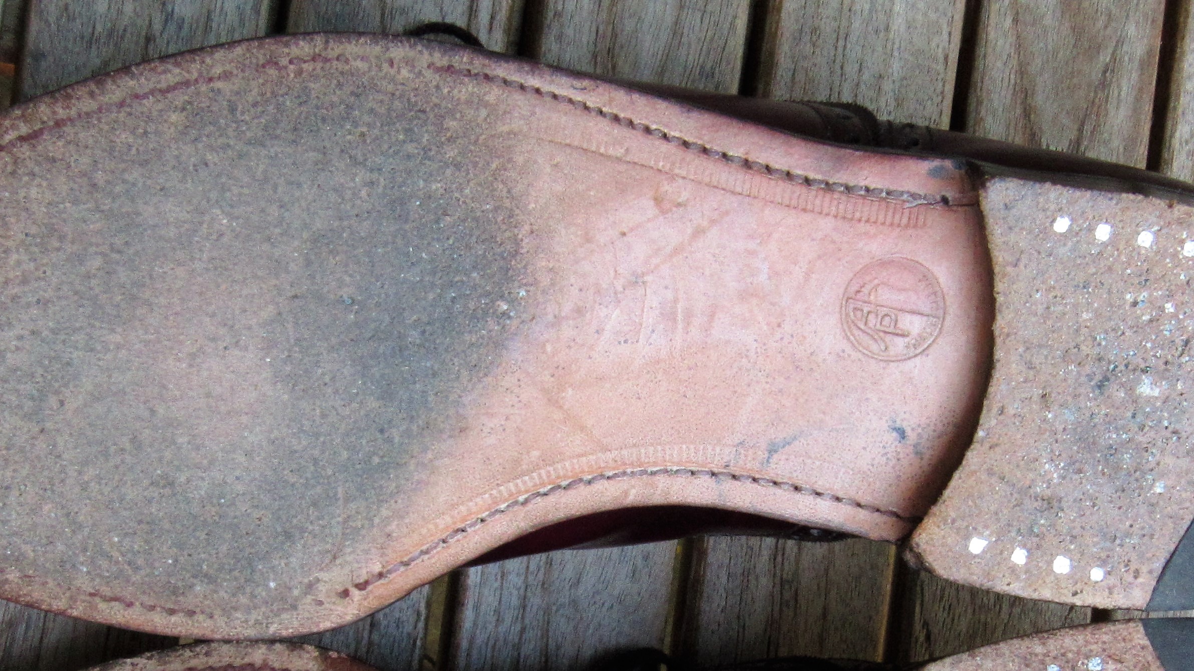 Leather outsole on a pair of Cordwainer Wright cap toes