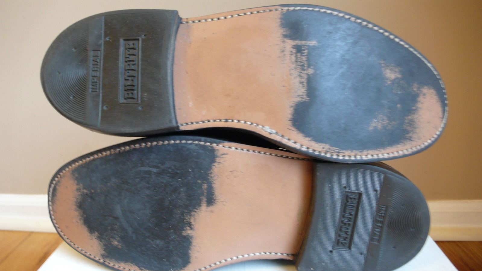 Rubber outsoles on a pair of Stuart Mcguire shoes